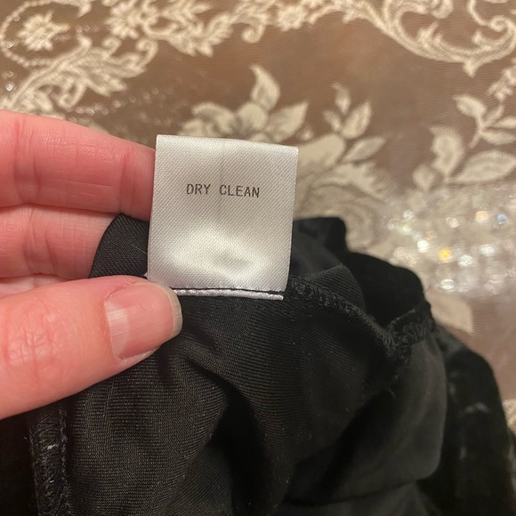 HMS- Black Crushed Velvet Knotted Slit Dress, V-Neckline, Zipper Back Size Small - Picture 5 of 6